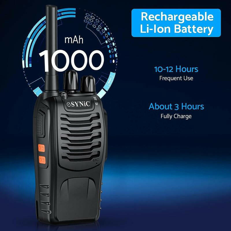 Esynic Professional Rechargeable Walkie Talkies - Long Range 2 Way Radio for Adults with VOX, 16 Channels, LED Light, Original Earpieces, and Portability Audio Portable Mother'S Day Gift