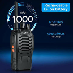 Esynic Professional Rechargeable Walkie Talkies - Long Range 2 Way Radio for Adults with VOX, 16 Channels, LED Light, Original Earpieces, and Portability Audio Portable Mother'S Day Gift