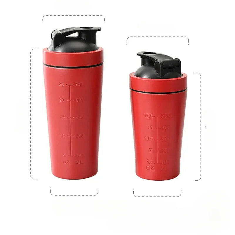 500/750ML Stainless Steel Protein Powder Shaker Bottle with Scale Leak Proof Water Bottle for Gym Fitness Sport Whey Shakes Cup