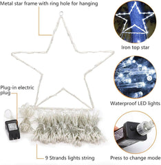 Christmas Decoration Star Lights Outdoor,320 LED 16.4Ft Christmas String Lights[8 Modes & Waterproof] for Halloween Xmas New Year Holiday(Iron) (White)