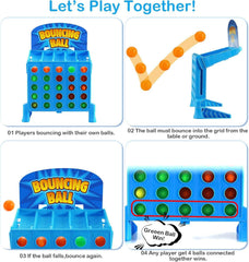 Linking 4 Shots Game, Bounce off Party Game Jumping Ball Tabletop Game for Kids, 4 in a Row Parent-Child Interaction Board Game Educational Toy for Family Travel Outdoor -Fun Gift for Kids 3