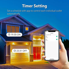 Outdoor Smart Wifi Plug,  Heavy Duty Wi-Fi Timer with Two Grounded Outlet, Wireless Remote Control by App Compatible with Alexa and Google Home Assistant 2.4 Ghz Network Only, ETL Listed (1 Pack)