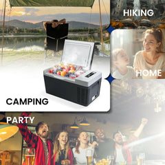 12 Volt Refrigerator, 19QT(18L) Portable Car Refrigerator, -4℉~50℉, 12/24V DC & 110-240V AC, Mini Fridge for Camping, Travel, Truck, Home, Black