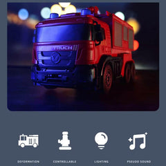 Deformation RC Car Kids Boys Toy Spray Water Remote Control Fire Truck Electric Robot Cars with Light and Sound Children Gift