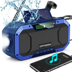 Emergency Weather Radio Hand Crank Solar,Portable NOAA AM FM Bluetooth Radio Speaker 5000Mah Battery Powered Waterproof Wind up Storm Radio Flashlight Phone Charger,Reading Light,Sos for Survival