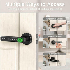 Fingerprint Door Lock Door Knob with Keypad Keyless Entry Door Lock with Handle for Home Hotel Office Apartment Bedroom Black(F190)