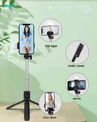 Selfie Stick Tripod with Light, 45'' Selfie Stick with Wireless Remote, Portable Phone Tripod Compatible with Iphone 15 Pro Max/15/14 /13, Samsung Android Smartphone