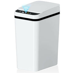 Bathroom Small Trash Can with Lid, 3.2 Gallon Touchless Automatic Garbage Can Slim Waterproof Motion Sensor Smart Trash Bin for Bedroom, Office, Kitchen, Living Room (White)