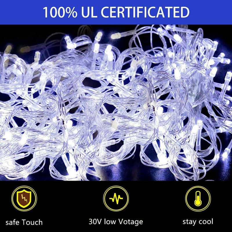 Christmas Decoration Star Lights Outdoor,320 LED 16.4Ft Christmas String Lights[8 Modes & Waterproof] for Halloween Xmas New Year Holiday(Iron) (White)