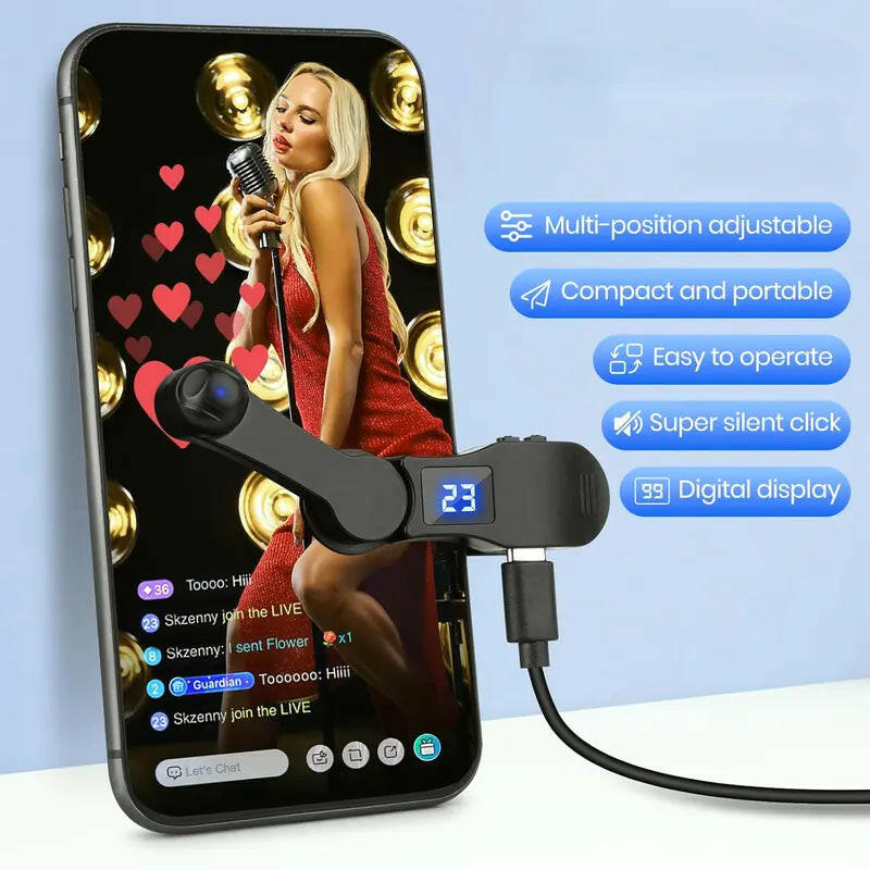 Auto Clicker for Smart Phone, Phone Screen Tapper for Phone Apps Video Live Streaming Gadget, Fast Click Simulation Finger Continuous Click for Game, Live Broadcasts Likes,Reward Task ,