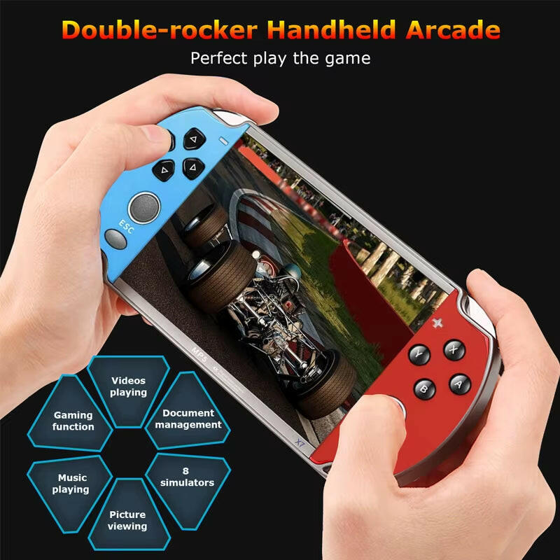 X7 Handheld Game Console 4.3 Inch Screen Handheld Game Player 10000+ HD Games Portable Video Game Console TV Output Gift for Kid