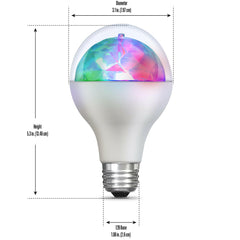 LED 5W Color Changing Rotating Disco Party Bulb, A25, Medium (E26) Base, Non-Dimmable