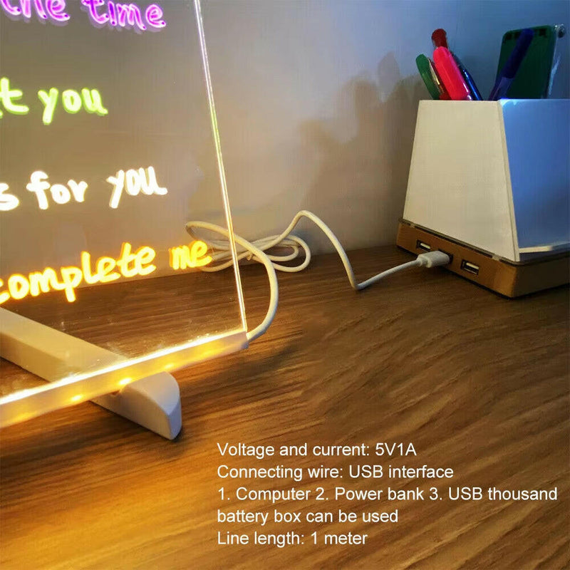 Personalized LED Lamp Acrylic Message Note Board Erasable USB Children‘S Drawing Board Bedroom Night Light Birthday Kids Gift