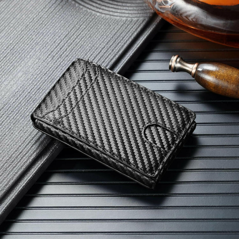 Rfid Minimalist Wallet for Men: Smart Wallet, Front Pocket, Slim Pop up Wallet, Credit Card Holder, Carbon Fiber Wallets for Men