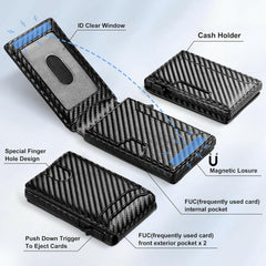 Rfid Minimalist Wallet for Men: Smart Wallet, Front Pocket, Slim Pop up Wallet, Credit Card Holder, Carbon Fiber Wallets for Men