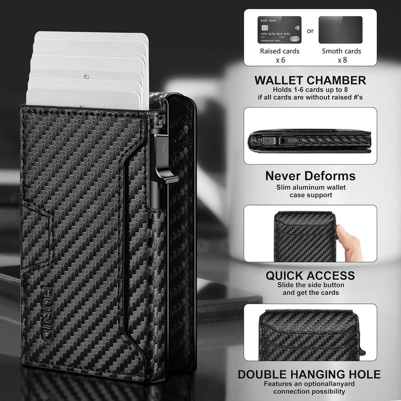 Rfid Minimalist Wallet for Men: Smart Wallet, Front Pocket, Slim Pop up Wallet, Credit Card Holder, Carbon Fiber Wallets for Men