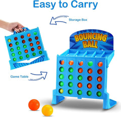 Linking 4 Shots Game, Bounce off Party Game Jumping Ball Tabletop Game for Kids, 4 in a Row Parent-Child Interaction Board Game Educational Toy for Family Travel Outdoor -Fun Gift for Kids 3