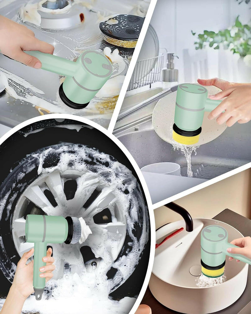 Cordless Electric Spin Scrubber, 3 Adjustable Speeds Cleaning Brush with 4 Replaceable Brush Heads, IPX7 Waterproof Electric Scrub Brush for Kitchen, Bathroom, Car, Bathtub, Floor, Window