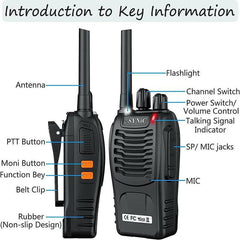 Esynic Professional Rechargeable Walkie Talkies - Long Range 2 Way Radio for Adults with VOX, 16 Channels, LED Light, Original Earpieces, and Portability Audio Portable Mother'S Day Gift