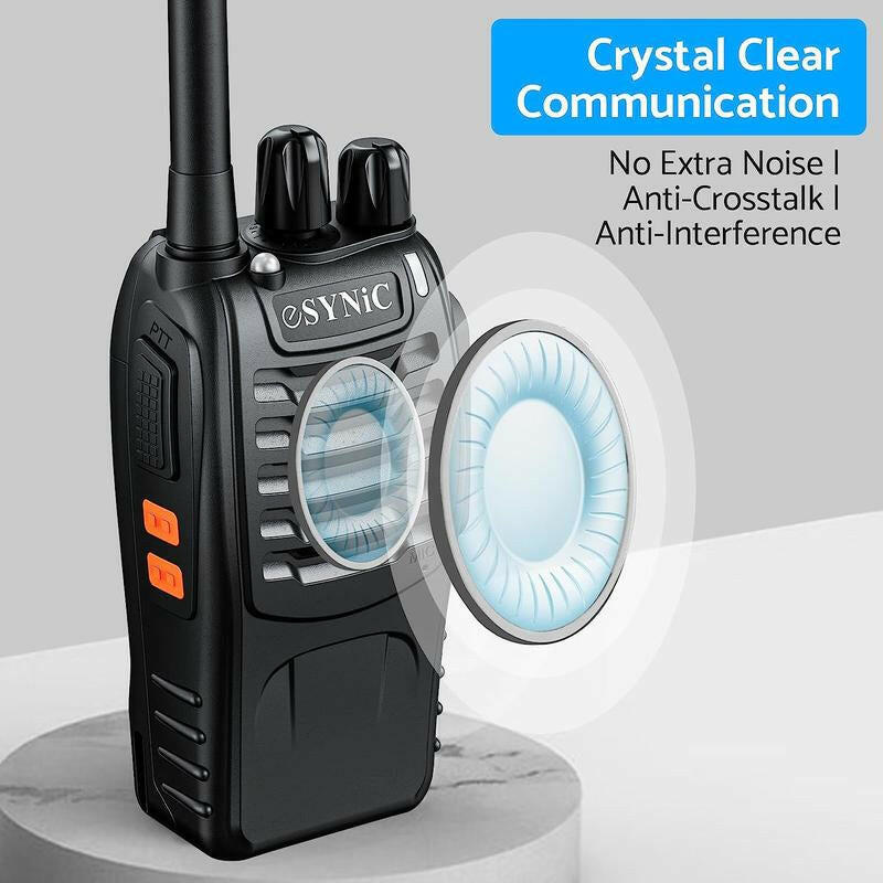 Esynic Professional Rechargeable Walkie Talkies - Long Range 2 Way Radio for Adults with VOX, 16 Channels, LED Light, Original Earpieces, and Portability Audio Portable Mother'S Day Gift