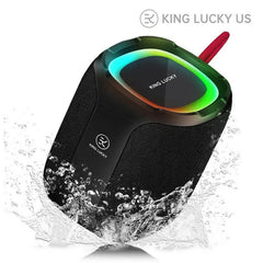 King Lucky K50 Bluetooth Audio System - IPX7 Waterproof, Dual Diaphragm, Portable Speakers, Heavy Bass, for Outdoor, Party, Movie Watching and Music Listening, with Mobile Phone Holder, New Generation Chip for Longer Life