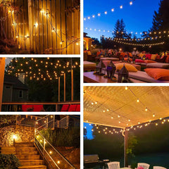 Solar Outdoor String Lights - 50FT 25 Globe Bulbs Patio Hanging Lights LED Decoration Lights for outside Porch Backyard