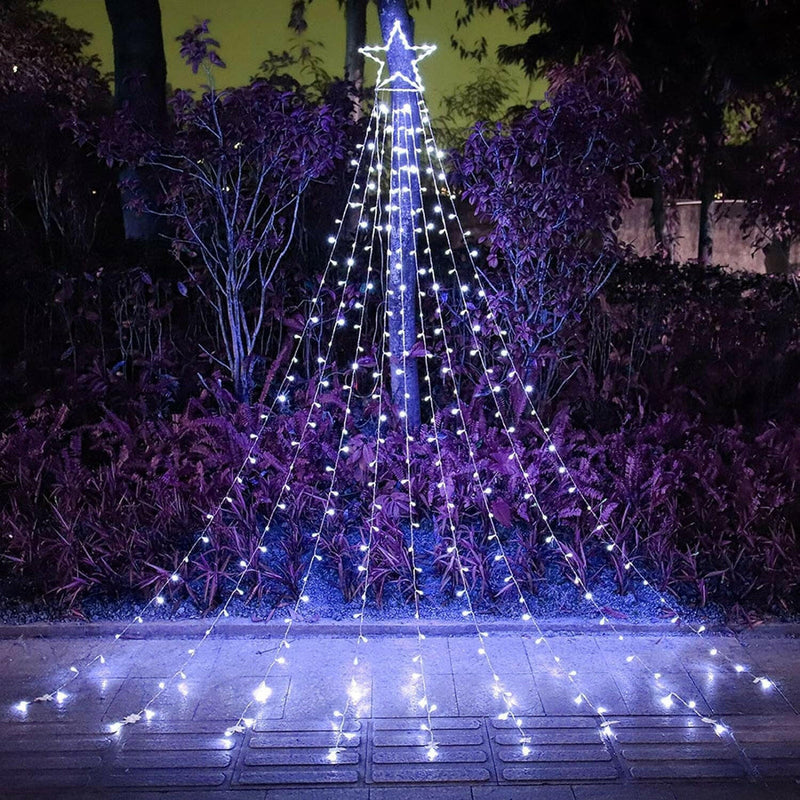 Christmas Decoration Star Lights Outdoor,320 LED 16.4Ft Christmas String Lights[8 Modes & Waterproof] for Halloween Xmas New Year Holiday(Iron) (White)