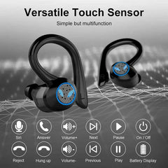 Bluetooth Headset On-Ear, 45 Hour Playback Time, Bass Bluetooth Headset, IP7 Sports Waterproof Headset, Built-In Microphone, Black [Q25]