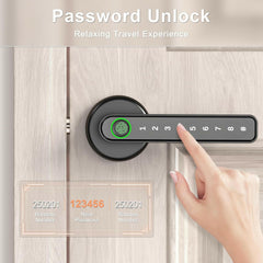 Fingerprint Door Lock Door Knob with Keypad Keyless Entry Door Lock with Handle for Home Hotel Office Apartment Bedroom Black(F190)