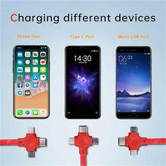 3 in 1 Retractable Multi Charging Cable Cord USB Compatible Iphone Android Type C Phone Holder Mini Portable Fast Charger Car