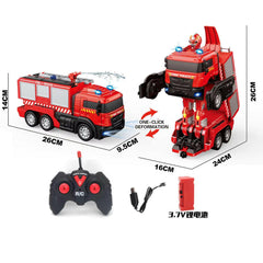 Deformation RC Car Kids Boys Toy Spray Water Remote Control Fire Truck Electric Robot Cars with Light and Sound Children Gift