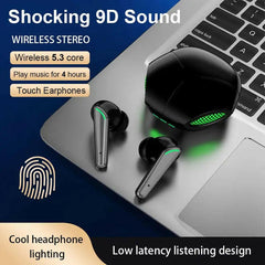 Summer Wireless Earphone, In-Ear Design Earphone with Light, Low Latency Stereo Headphone for Gaming & Sports